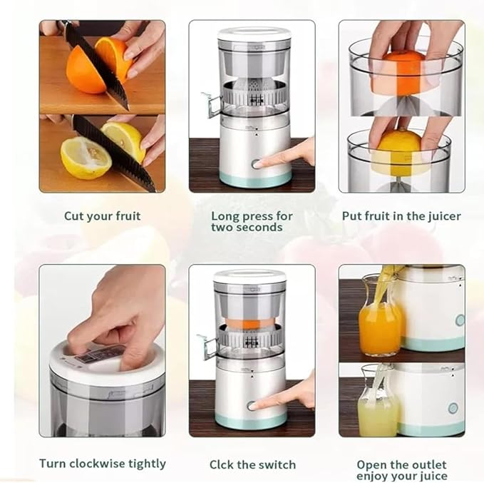 Portable Electric Citrus Juicer Hands-Free Rechargeable